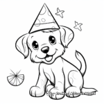 Adorable New Year Puppy with Party Hat Coloring Sheets 2