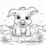 Adorable Piglet Splashing in Mud Coloring Pages 2