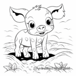 Adorable Piglet Splashing in Mud Coloring Pages 3