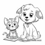 Adorable Puppy and Kitten Friends Coloring Pages 2