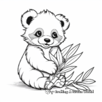 Adorable Red Panda Eating Bamboo Coloring Pages 3
