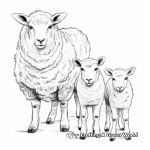 Adorable Sheep Family Coloring Pages: Ewe, Ram, and Lamb 1