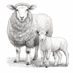 Adorable Sheep Family Coloring Pages: Ewe, Ram, and Lamb 2