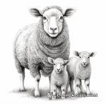 Adorable Sheep Family Coloring Pages: Ewe, Ram, and Lamb 3