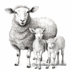 Adorable Sheep Family Coloring Pages: Ewe, Ram, and Lamb 4