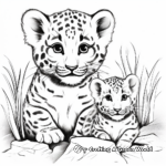 Adorable Snow Leopard Cub and Mother Coloring Pages 2
