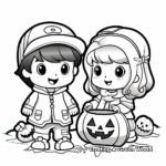 Adorable Trick or Treating Kids Coloring Pages 2