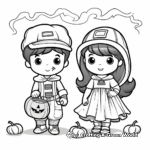 Adorable Trick or Treating Kids Coloring Pages 4