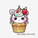 Adorable Unicorn Cupcake Coloring Pages 2