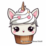 Adorable Unicorn Cupcake Coloring Pages for Kids 3