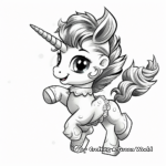 Adorable Unicorn Dancing Over a Rainbow Coloring Pages 2
