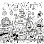 Adult-Friendly Cartoon New Year's Eve Celebration Coloring Pages 2