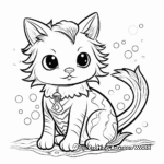Adventure Mermaid Cat Coloring Pages 4