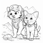 Adventurous Cats and Dogs Exploring Outside Coloring Pages 1