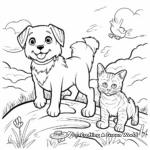 Adventurous Cats and Dogs Exploring Outside Coloring Pages 4
