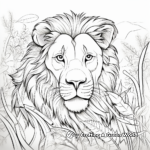 Adventurous Lion in the Wild: Jungle-Scene Coloring Pages 2