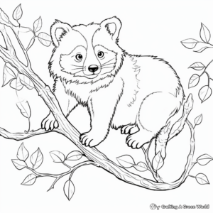 Adventurous Red Panda Climbing a Bamboo Tree Coloring Pages 3