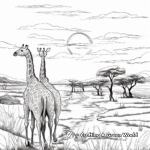 African Safari Sunset Coloring Page 2