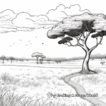 African Savanna Landscape Coloring Pages 1