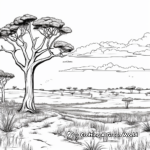 African Savanna Landscape Coloring Pages 3