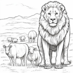 African Savanna: Lion and Lamb Coloring Pages 1