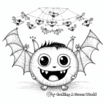 Amazing Bats and Spiderweb Halloween Coloring Pages 1