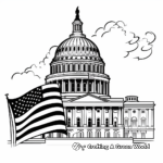 American Flag and Capitol Coloring Pages 1