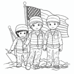 American Flag and Soldiers Coloring Pages 1