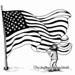 American Flag in the Wind Coloring Sheets 1