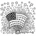 American Flag with Fireworks Coloring Pages for 4th of July 1