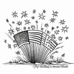 American Flag with Fireworks Coloring Pages for 4th of July 2