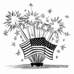 American Flag with Fireworks Coloring Pages for 4th of July 4