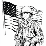 American Soldier and Flag Coloring Pages 2