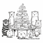 Animal Tea Party: Elegant-Scene Coloring Pages 2