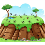 Ant Hill Scene: Nature-Based Coloring Pages 4
