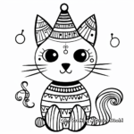 Artistic Abstract Christmas Cat Coloring Pages 2