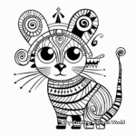 Artistic Abstract Christmas Cat Coloring Pages 3