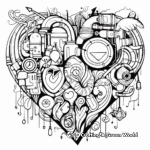 Artistic Abstract Heart Valentine's Day Coloring Pages 1