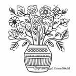 Artistic Abstract Vase with Flowers Coloring Pages 1