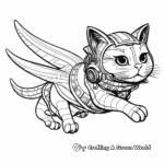 Artistic Flying Cat: Art Nouveau Inspired Coloring Pages 3