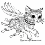 Artistic Flying Cat: Art Nouveau Inspired Coloring Pages 4