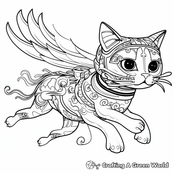 Flying Cat Coloring Pages - Free &amp; Printable!