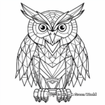 Artistic Great Horned Owl Geometric Coloring Pages 1