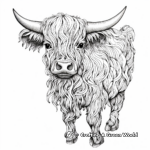 Artistic Highland Cow Coloring Pages 1