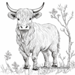 Artistic Highland Cow Coloring Pages for Adults 4