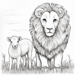 Artistic Lion and Lamb in Nature Coloring Pages 3