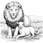 Artistic Lion and Lamb in Nature Coloring Pages 4