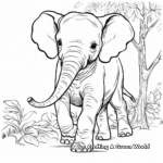 Asian Baby Elephant in the Jungle Coloring Pages 2