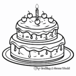 Attractive Birthday Cake Holiday Coloring Pages for Kids 4