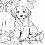 Autumn Bernedoodle with Leaves Coloring Pages 2